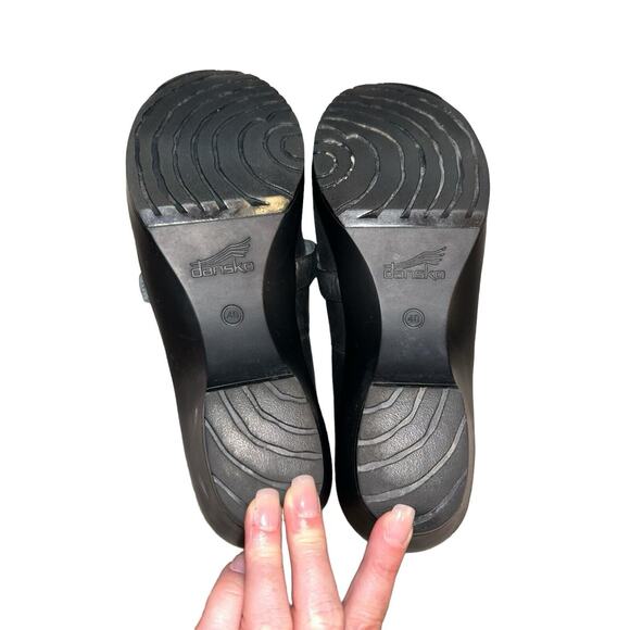 Women's Dansko Black 40 Leather Clogs Shoes Slip-On‎ Buckle - Picture 9 of 11